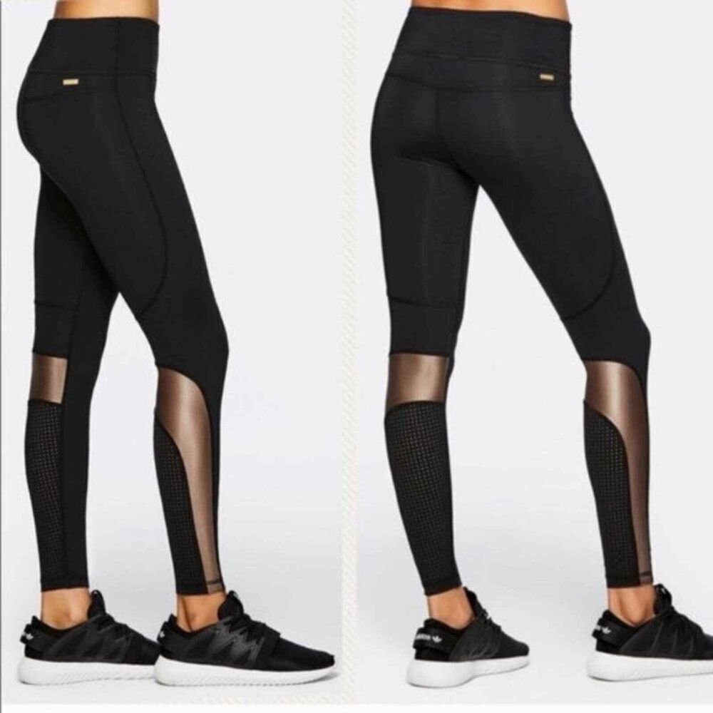 ALALA Siren Black & Metallic Nude Mesh athletic pants Sz small